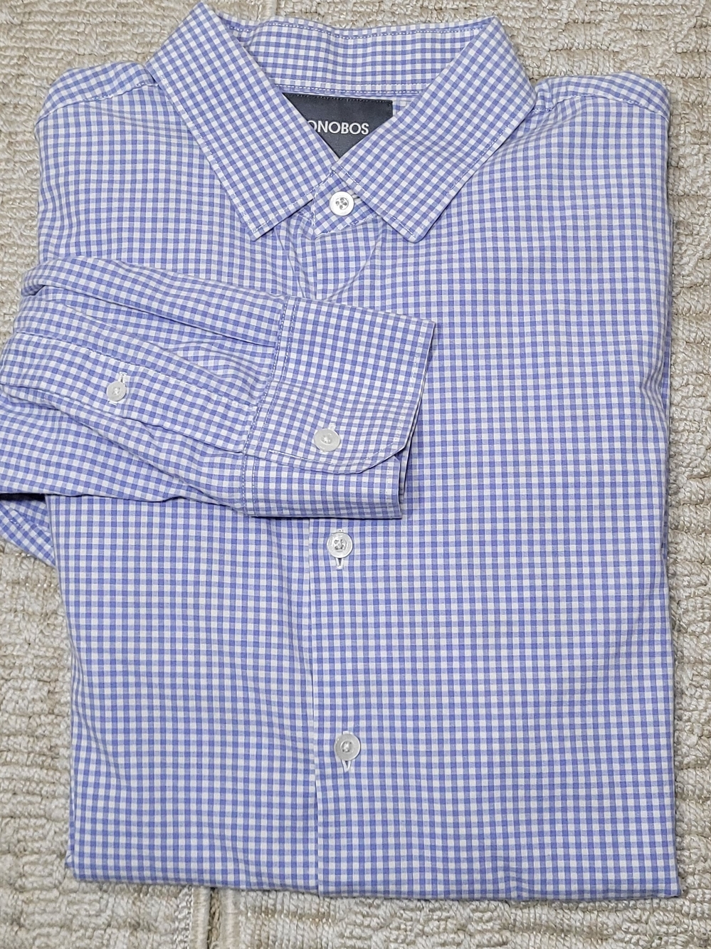 Bonobos Shirt Mens Medium Blue White Gingham Check Slim Fit Button Down Stretch